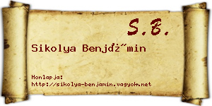 Sikolya Benjámin névjegykártya